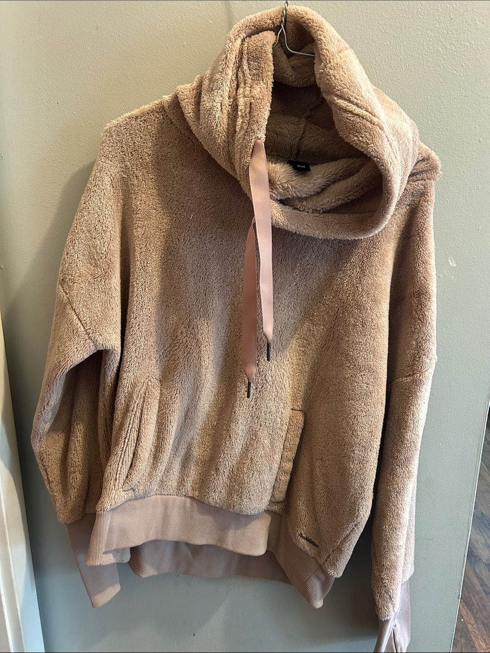 Mondetta Plush Cowl Neck Sweater in Light Taupe